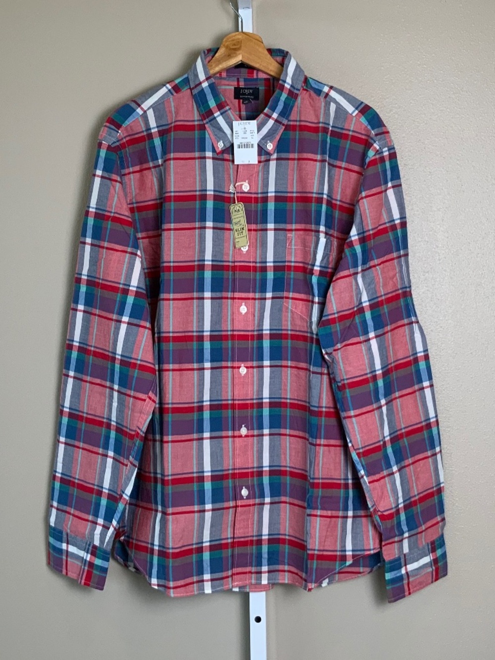 J. Crew Slim Summer Plaid Button Down Oxford Shirt